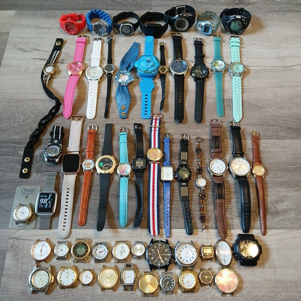 Parts/Repair Watch Lot of 50+ Timex Casio Rumours Disney Acqua Geneva -Box A7